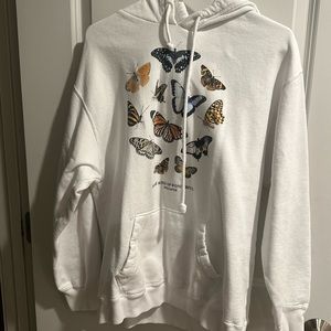 Hollister white butterfly graphic hoodie sweatshirt
